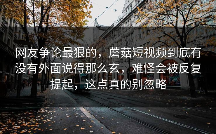 网友争论最狠的，蘑菇短视频到底有没有外面说得那么玄，难怪会被反复提起，这点真的别忽略