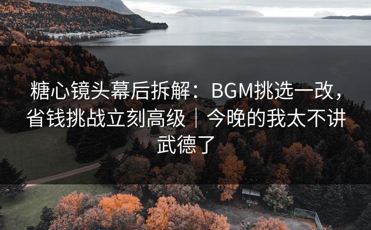糖心镜头幕后拆解：BGM挑选一改，省钱挑战立刻高级｜今晚的我太不讲武德了