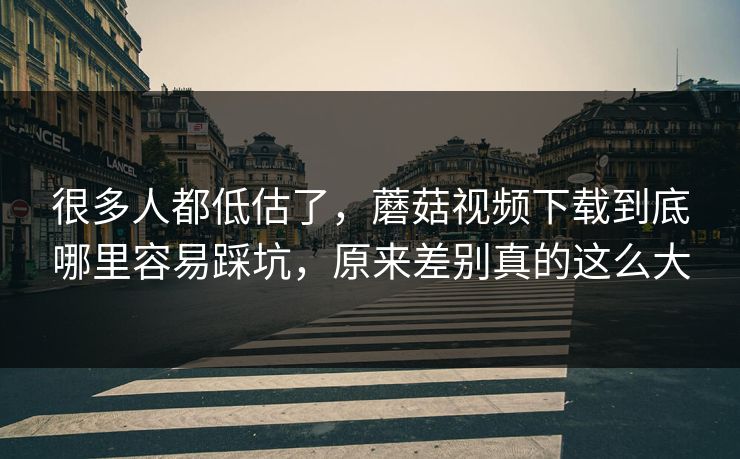 很多人都低估了，蘑菇视频下载到底哪里容易踩坑，原来差别真的这么大