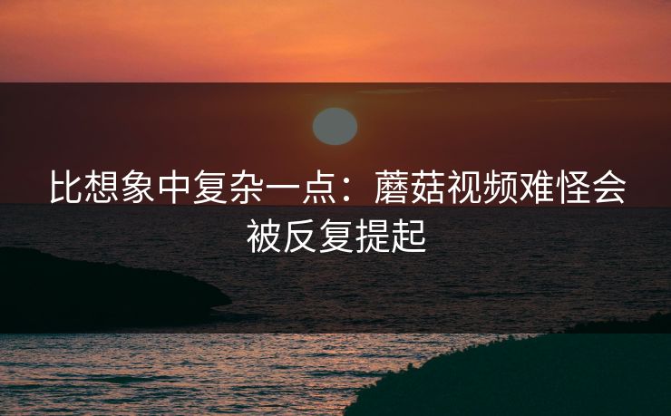 比想象中复杂一点：蘑菇视频难怪会被反复提起