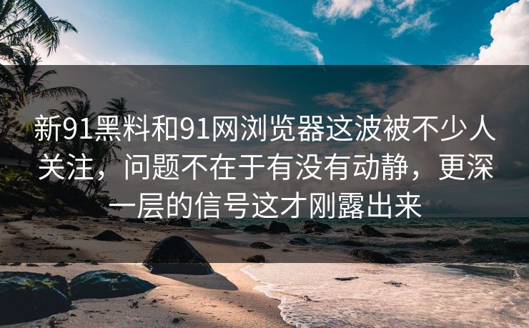 新91黑料和91网浏览器这波被不少人关注，问题不在于有没有动静，更深一层的信号这才刚露出来