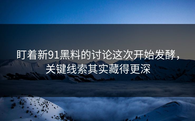 盯着新91黑料的讨论这次开始发酵,关键线索其实藏得更深 盯着新91黑料的讨论这次开始发酵,关键线索其实藏得更深