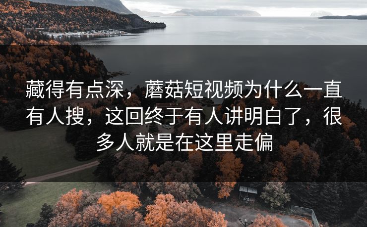 藏得有点深,蘑菇短视频为什么一直有人搜,这回终于有人讲明白了,很多人就是在这里走偏 藏得有点深,蘑菇短视频为什么一直有人搜,这回终于有人讲明白了,很多人就是在这里走偏
