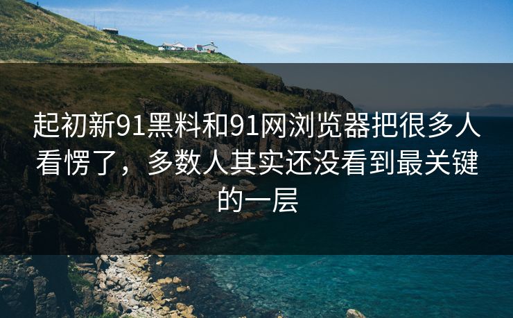 起初新91黑料和91网浏览器把很多人看愣了,多数人其实还没看到最关键的一层 起初新91黑料和91网浏览器把很多人看愣了,多数人其实还没看到最关键的一层