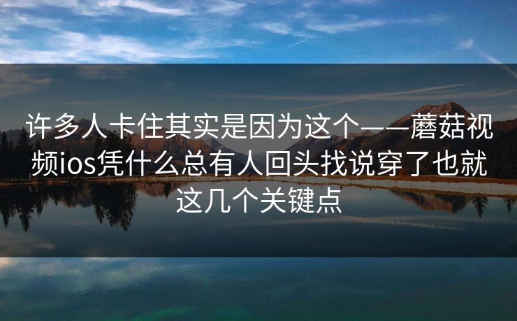 许多人卡住其实是因为这个——蘑菇视频ios凭什么总有人回头找说穿了也就这几个关键点