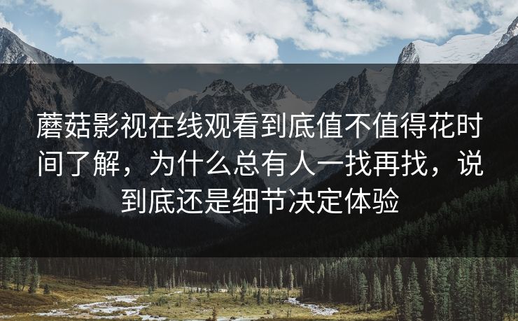 蘑菇影视在线观看到底值不值得花时间了解，为什么总有人一找再找，说到底还是细节决定体验