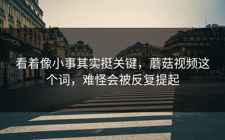 看着像小事其实挺关键,蘑菇视频这个词,难怪会被反复提起 看着像小事其实挺关键,蘑菇视频这个词,难怪会被反复提起