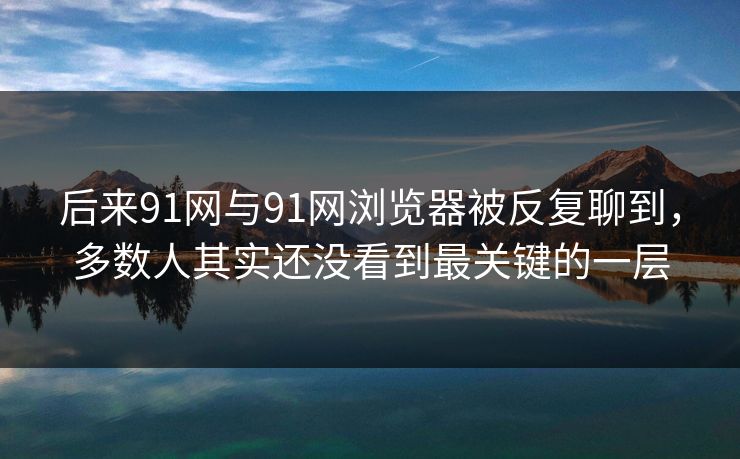 后来91网与91网浏览器被反复聊到，多数人其实还没看到最关键的一层